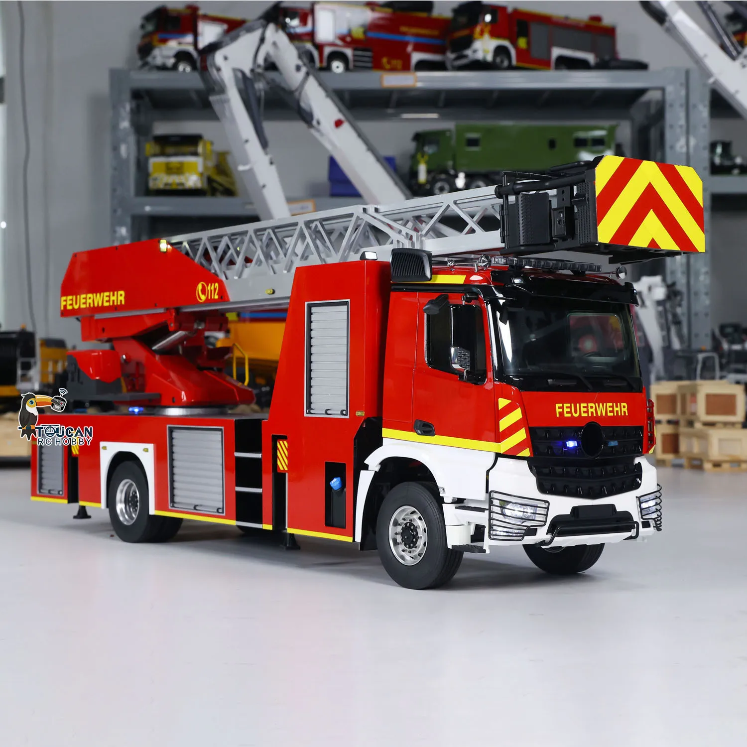 NEW 1/14 RC Fire Truck 4X2 Metal Chassis Electric Lift Ladder Fire Engine Truck ST8 Radio 2Speed RC Toy Light Sound System Model