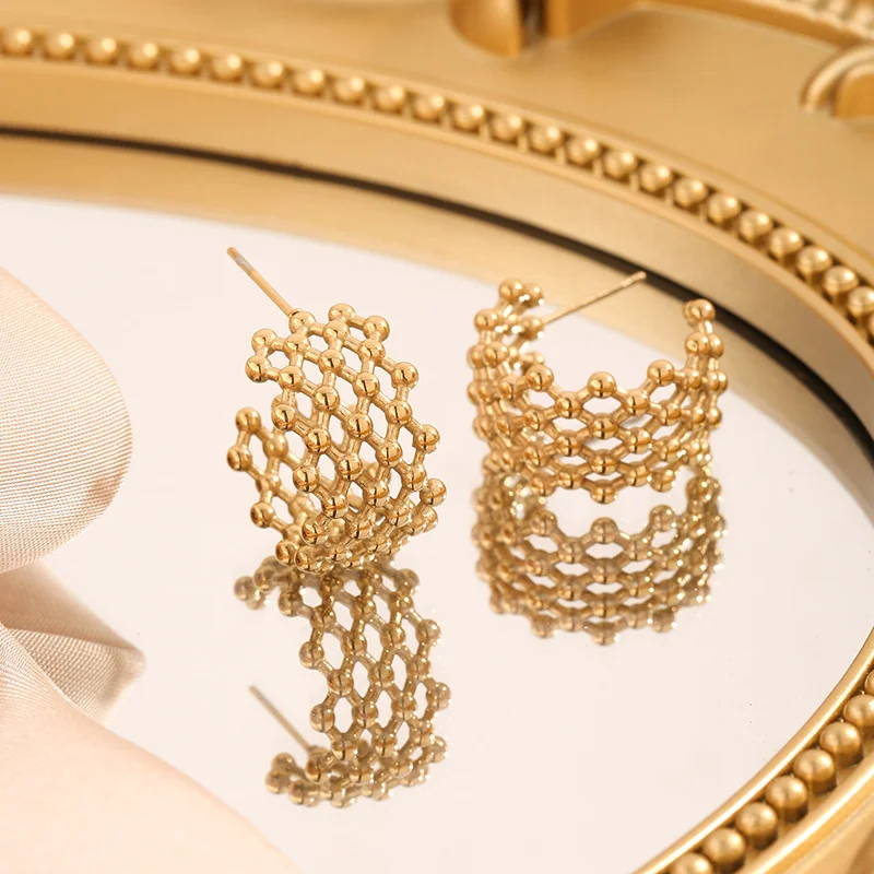 316L Stainless Steel Spliced M - Street Fashion Earrings 评论和价格