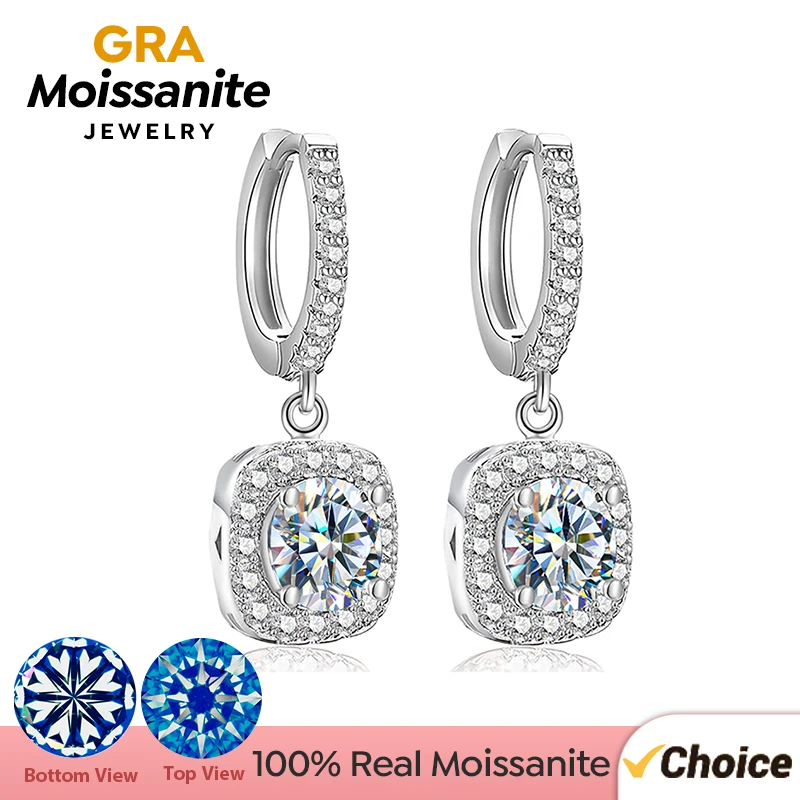 GRA Fashion 0.5CT D Color Wedding Engagement Moissanite Diamond Drop Earrings for Women 925 Sterling Silver Certified Jewelry