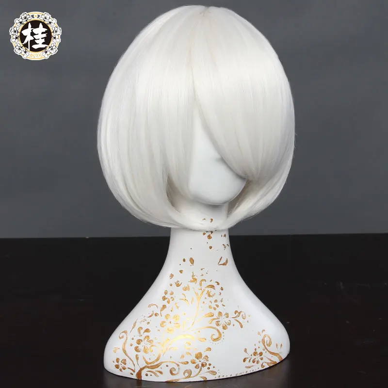 

UWOWO Nierr: Automataa 2B Wig Cosplay Wig Yorhaa 2B Cosplay Wig 30cm Milky White Short Hair