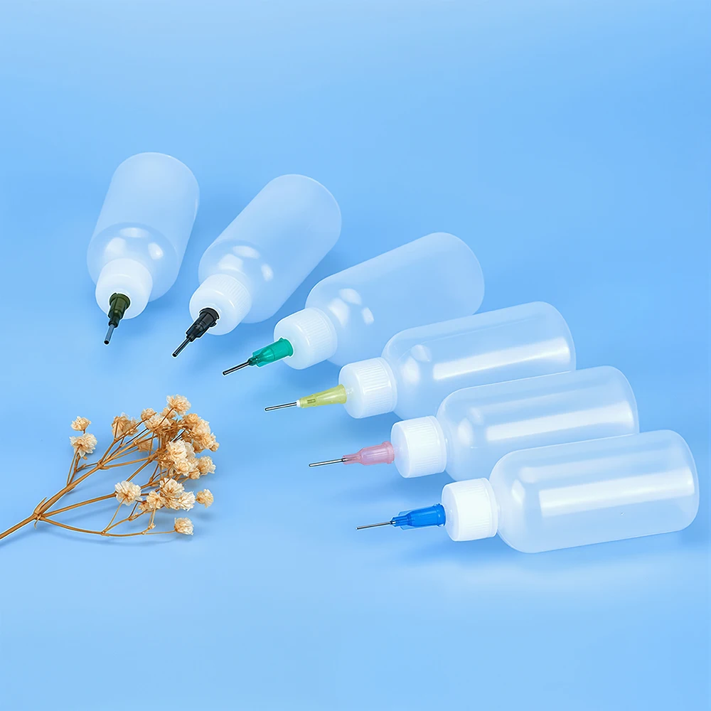 6 Stück 50 ml Kleber-Applikatorflaschen, zusammendrückbare Kunststoff-Flüssigkeitsflasche mit stumpfer Nadelspitze, 14 G, 20 G, zum Basteln, Heimwerken und Reparieren – Detail 5