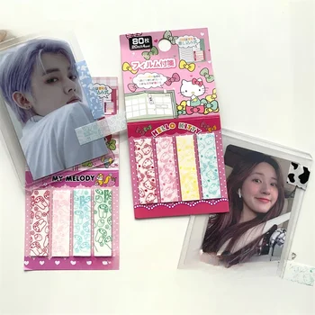 Sanrio Anime Kleiner Kartenhalter Index Aufkleber Hello Kitty My Melody Bedruckter rechteckiger Kawaii Farbnotiz Aufkleber Etikettenaufkleber