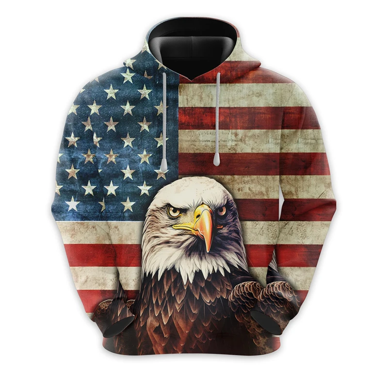 

American Eagle Graphic Sweatshirts USA Bald Eagle Hoodies For Men Clothes Casual Male Streetwear Autumn Unisex Pullovers Hoody