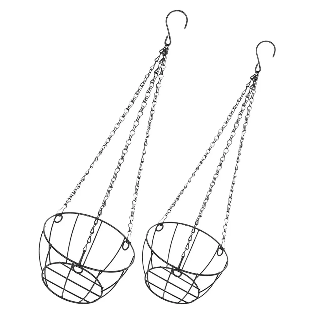 

2pcs Iron Hanging Baskets Black Plant Holders Metal Rustic Planters Hanging Planter Wire Planter Outdoor Patio Deck Flowerpot