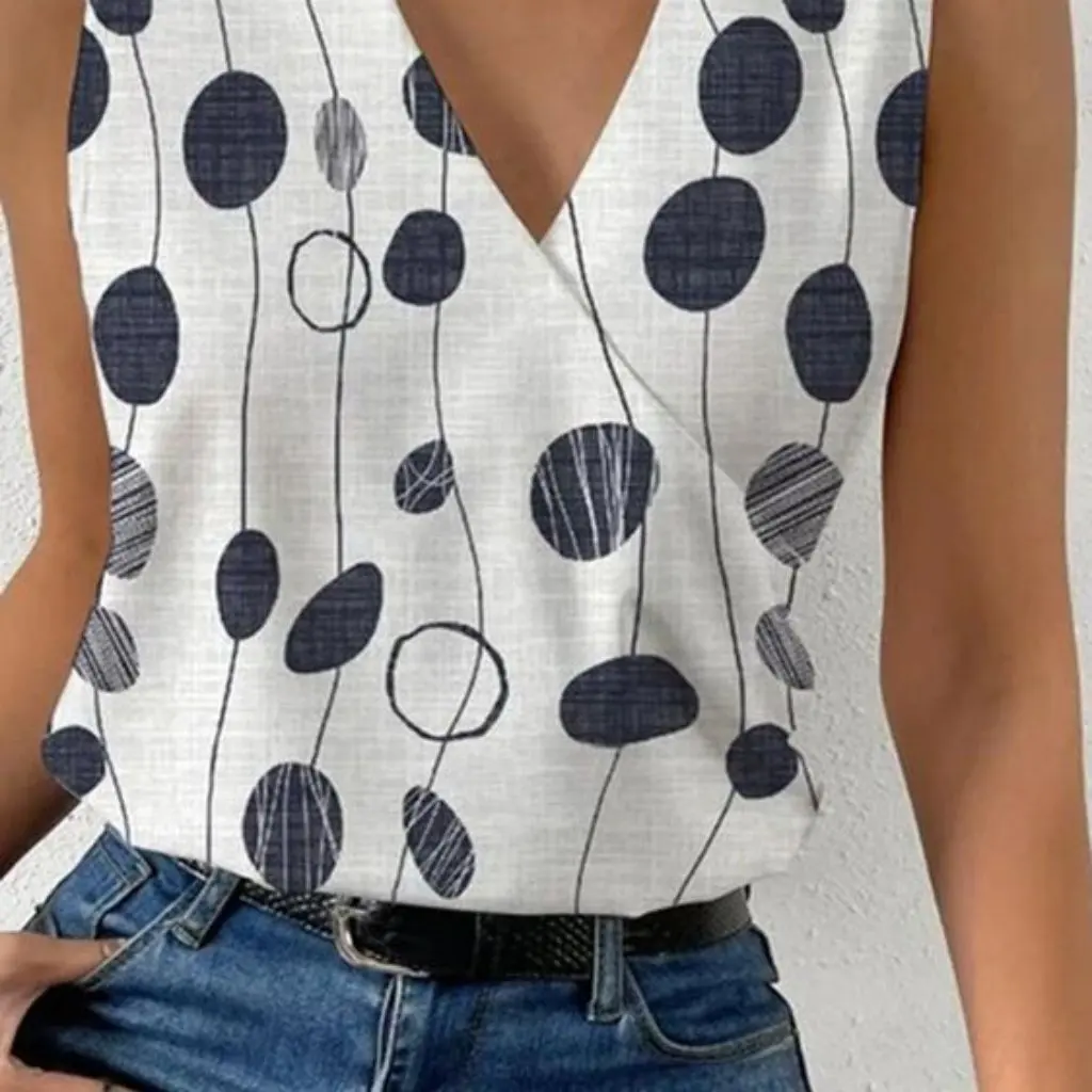 

Women's Casual V-neck Pullover T-shirt Digital Print Top Vest Fashionable Regular Fit for