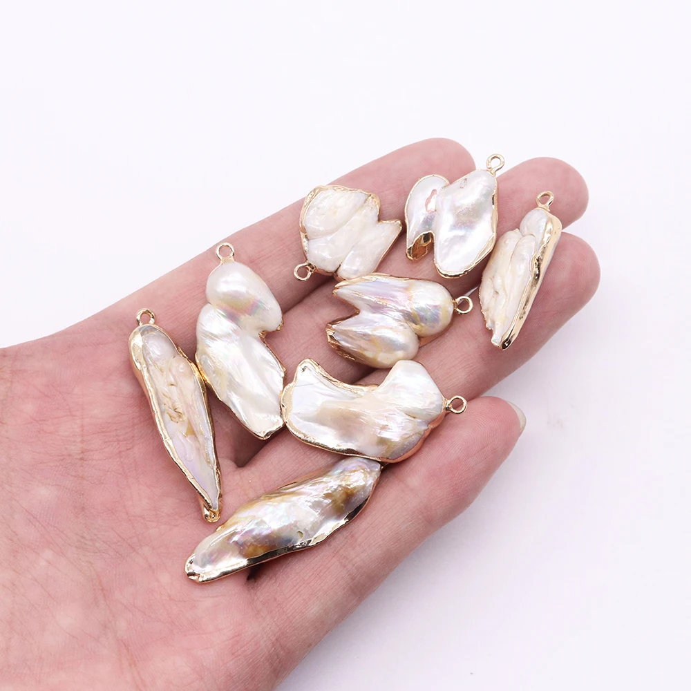 Natural Freshwater Pearl Pendants Cross-shaped 100% Pearls Irregular Charms for Jewelry Making DIY Necklace Earrings Accessories