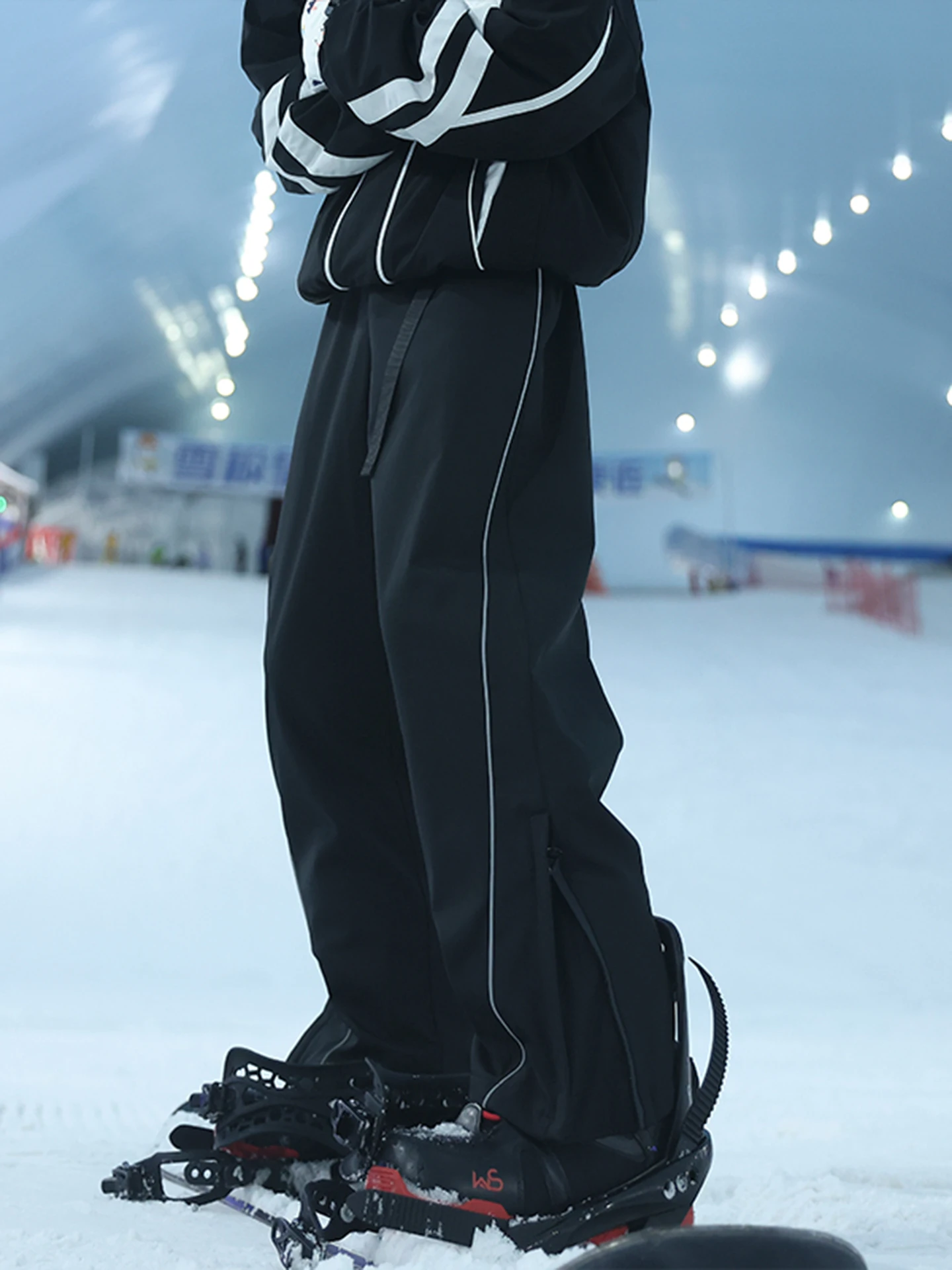 Thiened Silver  Velvet Ski Pants Men's Winter Adjustable Waist Belt Warm Trousers Tee-Proof Couple Snowboarding Pants view 5
