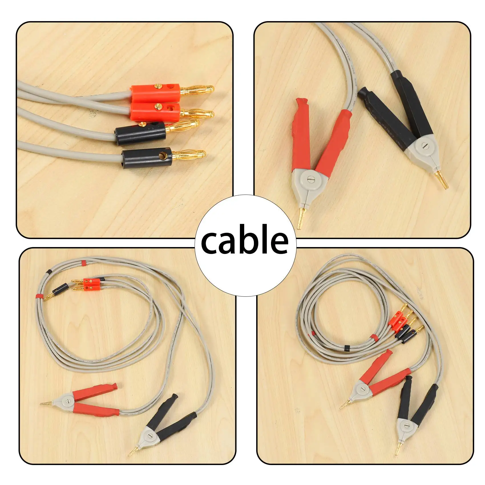 1 paar geïsoleerde bananenstekkerclips kabel Lage weerstand LCR Clip Probe Leads Testmeter Terminal Kelvin Nieuw