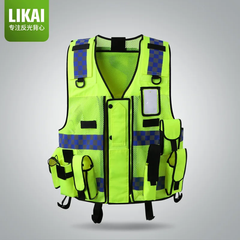 Reflective Vest Construction Vest Security Multi-functional Protective Vest Printable Locomotive Rescue Reflective Clothing