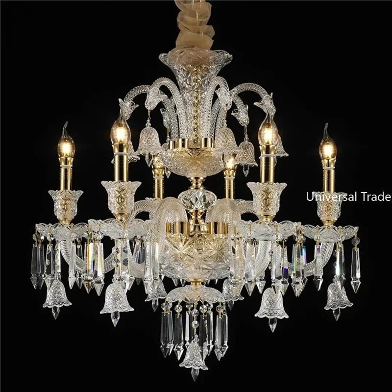 

Gold K9 Crystal Chandelier Living Room Modern Luxury Traditional Bedroom Hotel Lustres Cristal Lighting Fixture Pendant Lights