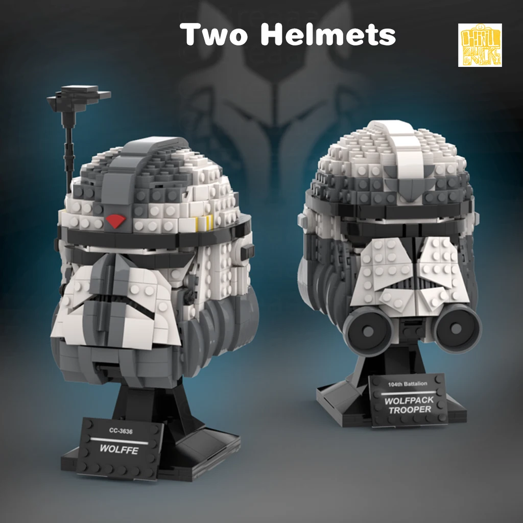 MOC-95367 WOLFFE STARIII Double Helmets Model With PDF Drawings Building Blocks Bricks Kids DIY Toys Birthday Christmas Gifts