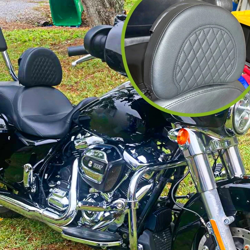 

Comfort Adjustable Motorcycle Rider Backrest For 1997-2022 Harley Electra/Road/Street Glide Road King One-Piece Slotted Seats