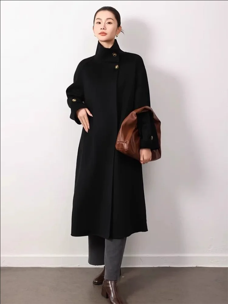 Doppelseitige Woll-Trenchcoat-Jacke für Damen, Mantel 2026, neuer Herbst-Winter, High-End-Sense, mittellang, schlank, schick, Wollmantel