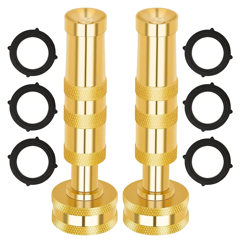 

2PCS Brass Hose Nozzle High Pressure Jet Nozzles For Garden Hoses, Adjustable For Patio, Lawn