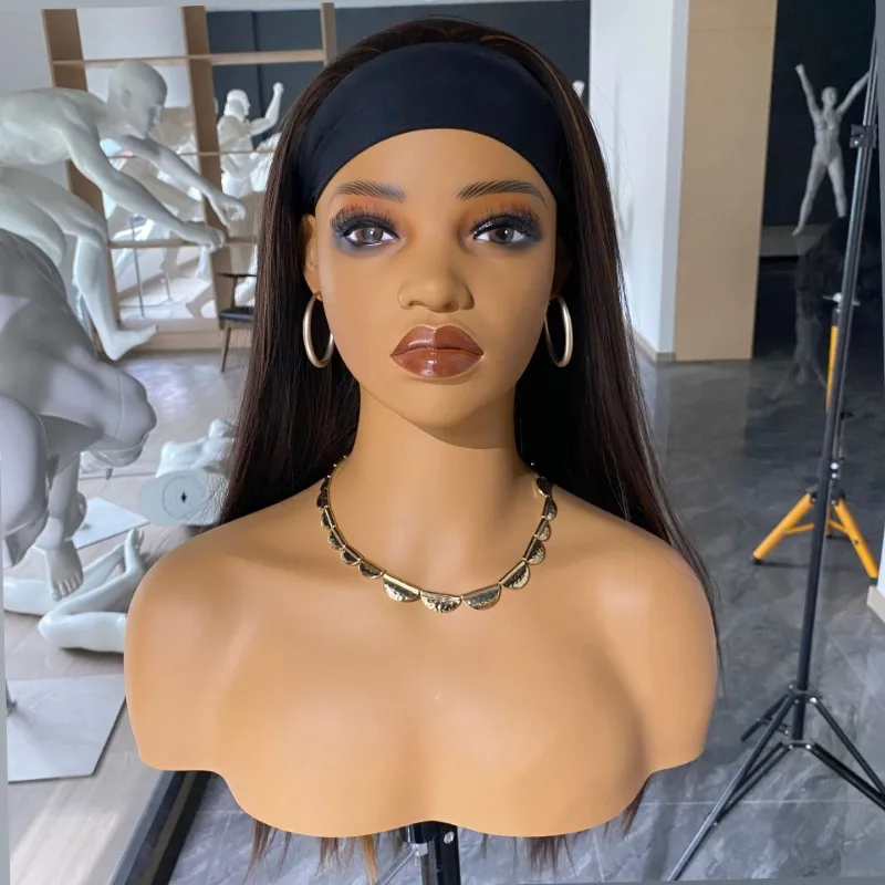 Maniquí realista para exhibición de pelucas de medio cuerpo, modelo de cabeza de muñeca femenina, cabeza de maniquí con hombro para exhibición de pelucas, sombreros de joyería