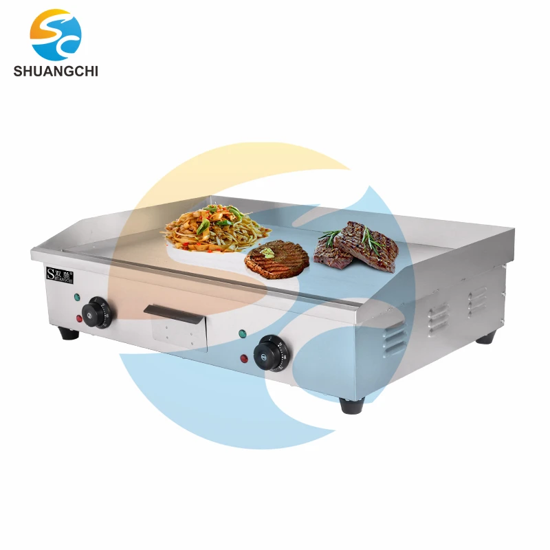 Shuangchi Commercial Electric Griddle Flat Top Stainless Steel Beef Steak Cooking Stove Machine New for Sale for Meat Roasting