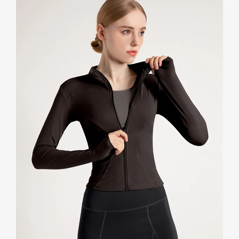 

Juyitang High-elastic Yoga Suit Outdoor Running Sports Jacket Slim Fitness Clothing Yoga Top Long Sleeve Women