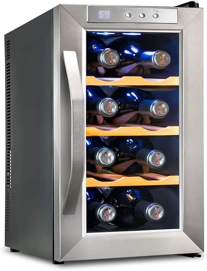 8 Bottle Thermoelectric Wine Cooler/Chiller - Stainless Steel - Counter Top Red & White Wine Cellar w/Digital Temperature