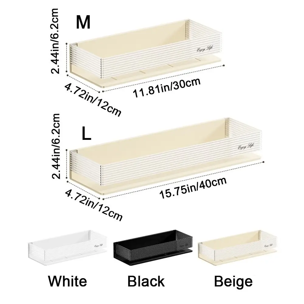 Rack de armazenamento de parede de plástico montado na parede retangular shampoo rack de armazenamento economia de espaço drenável prateleira de armazenamento do banheiro