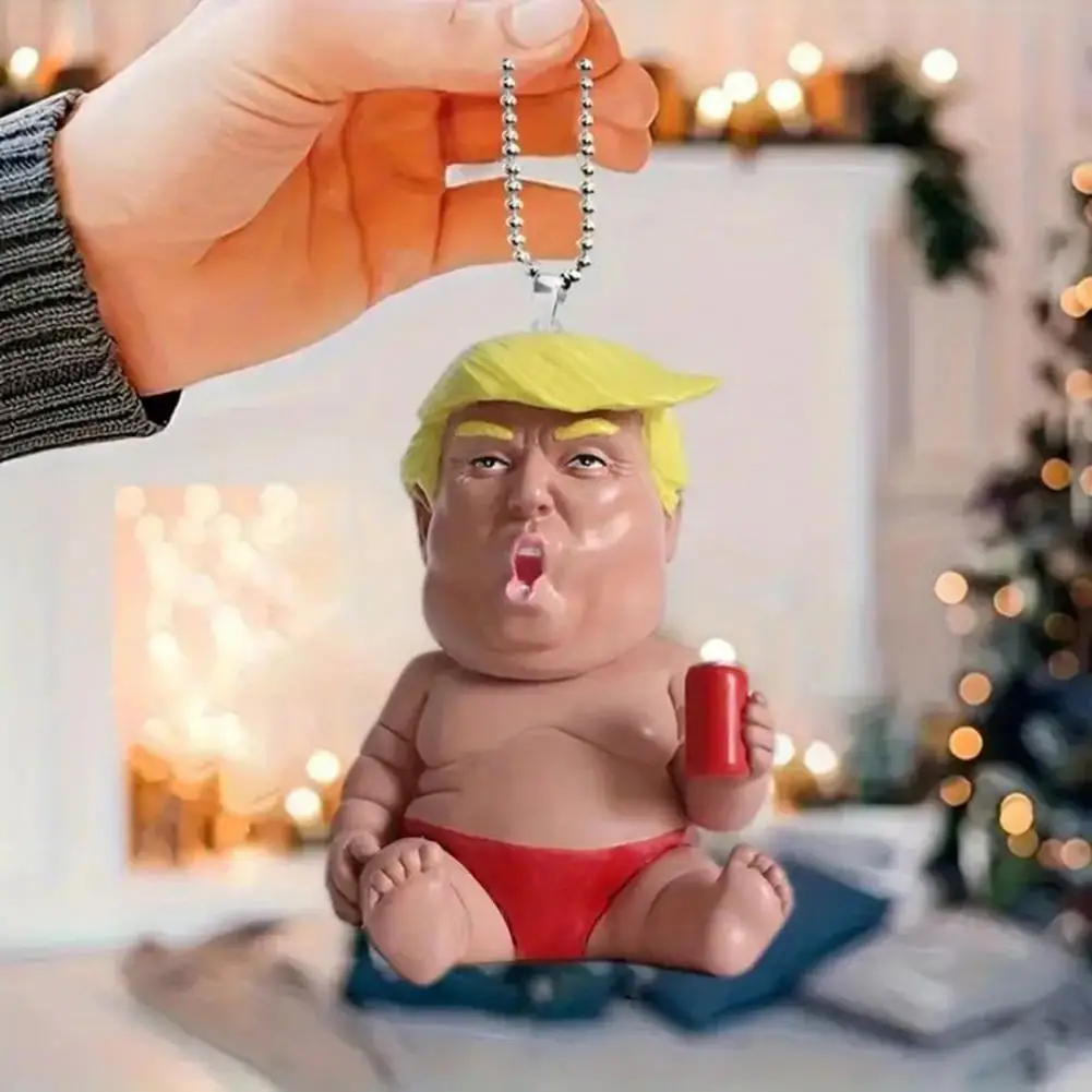 Trump Pendant Ornament Trump Cartoon Acrylic Ornaments for Christmas Tree Home Decor Set of 2 Funny Trump Pendants for Office