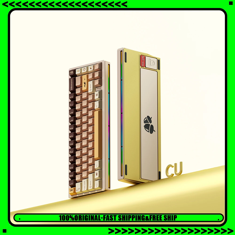 

Weikav Nut65-CU Механическая клавиатура Трехрежимная беспроводная клавиатура Алюминиевый комплект игровой клавиатуры Латунный противовес Аксессуары для ПК