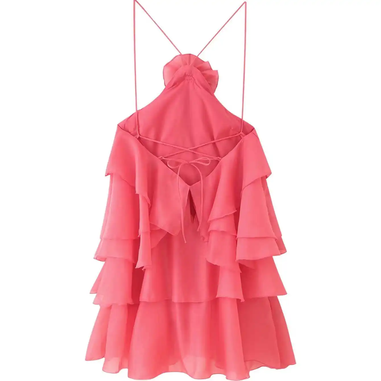 Vestido de Renda em Camadas Tricolor com Design de Moda Fena para o Outono, Estilo E, Cintura l, Saia de Fib...