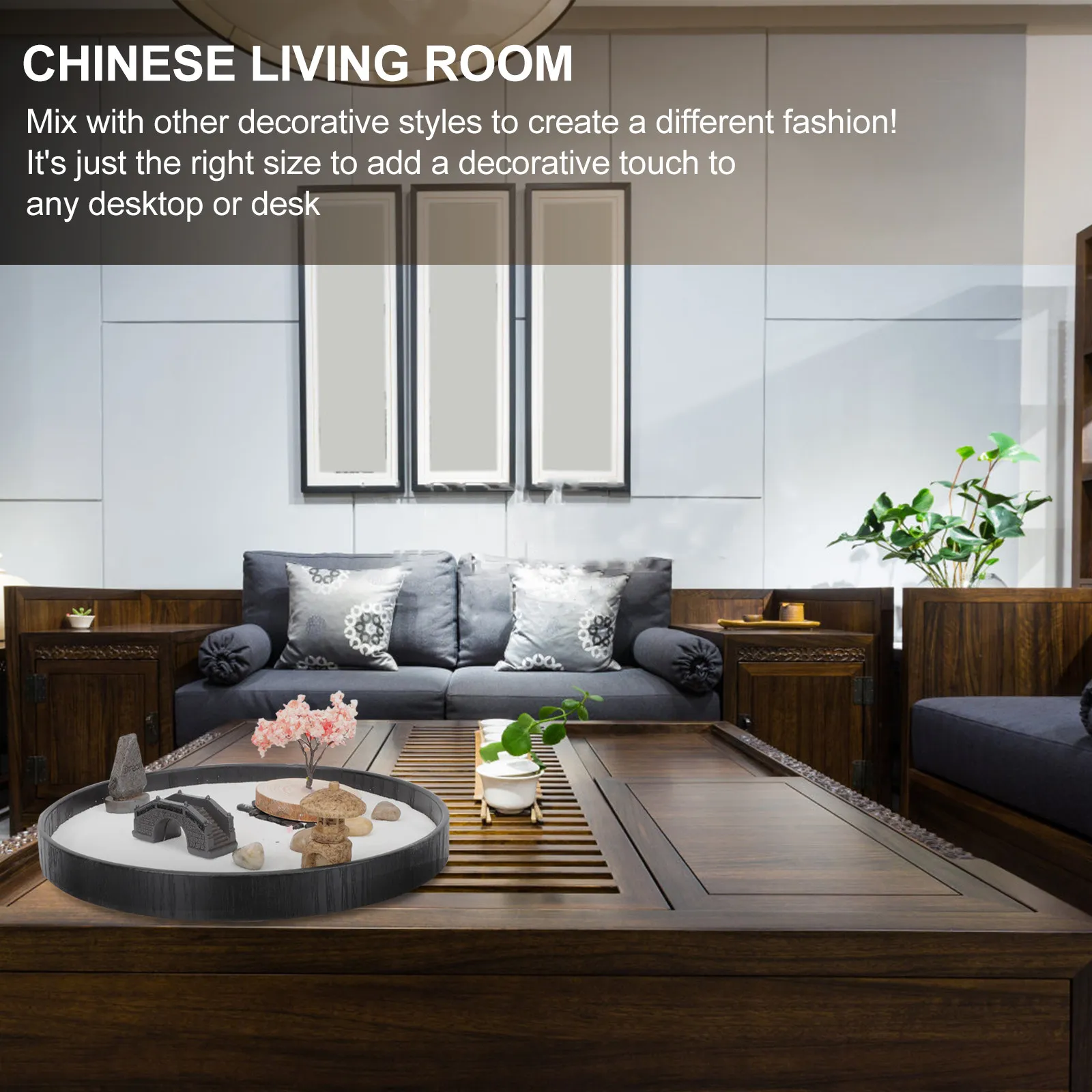 

Набор для дзен-сада: миниатюрный песочный столик для декора рабочего стола, украшение для медитации, домашний декор, песочница, настольное украшение, предмет домашнего декора