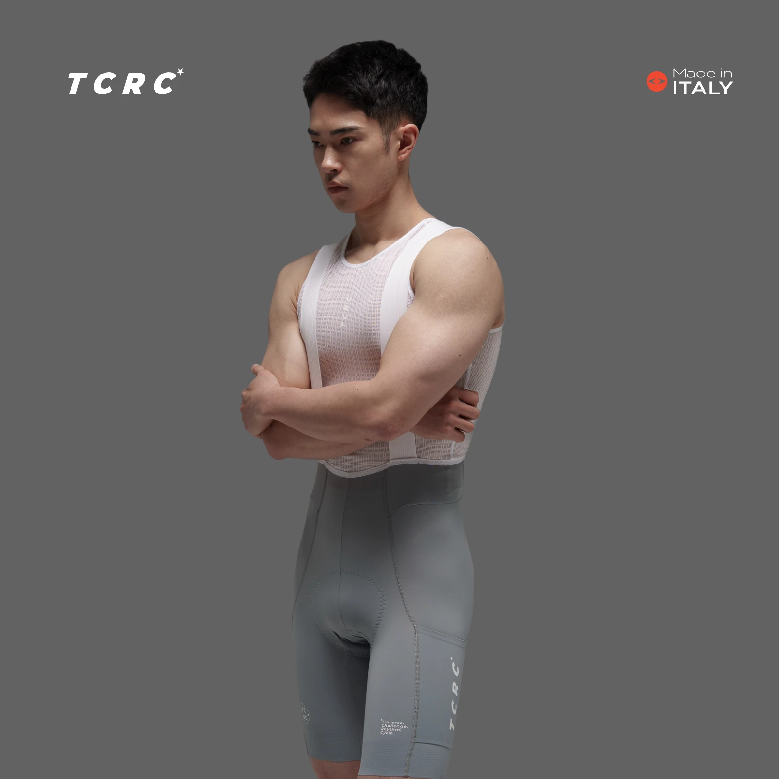 TCRC Herren-Radhose mit Träger, Italien, elastische Naht, gepolsterte Radhose, 7hours, kurze Trägerhose, hochelastisch, eng anliegend, atmungsaktiv, MTB-Shorts.