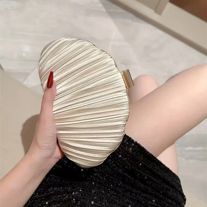 الذهب مشرق الحرير مساء حقائب النساء أنيقة مأدبة مخلب سلسلة حقائب كتف محفظة فاخرة الإناث موضة حقيبة حفلات الزفاف Ins #3