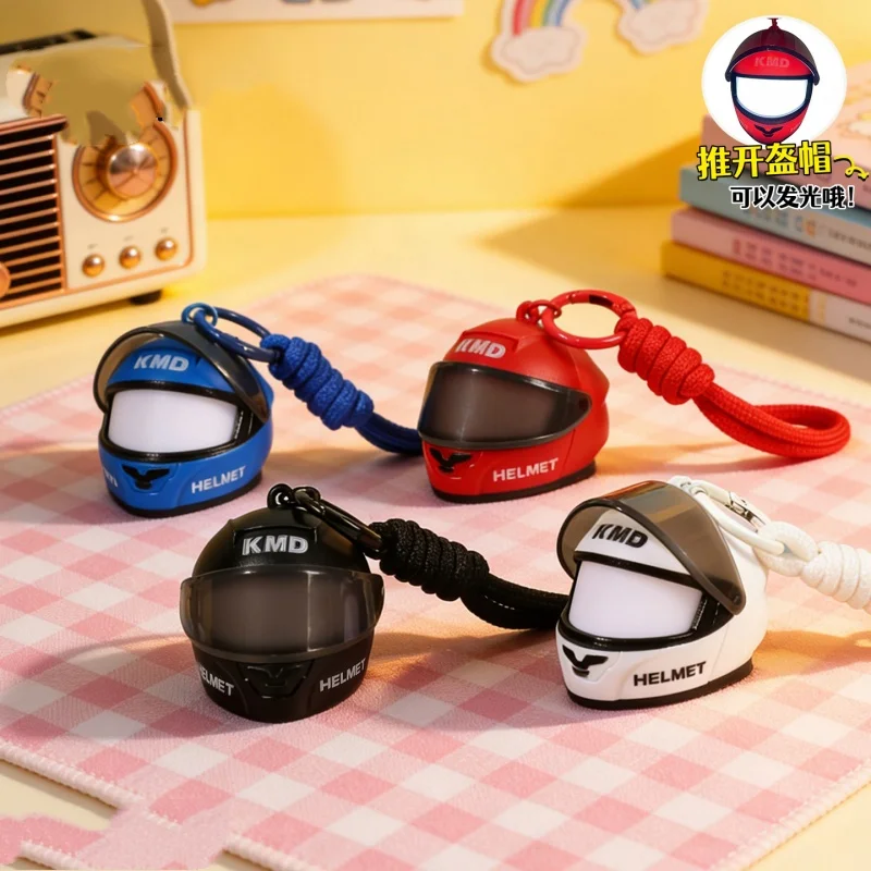 Motorcycle Helmet Pendant Keychain Cute Helmet Charm Key Ring Key Fob Backpack Ornament Bag Purse Decoration Gift
