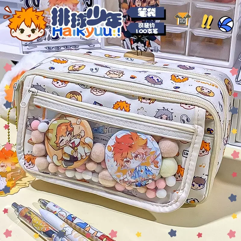 ¡Anime Haikyuu! Bolsa de bolígrafo serie japonesa Ambitus Cosplay, almacenamiento de papelería para estudiantes, lindo, exquisito, delicadeza, creatividad