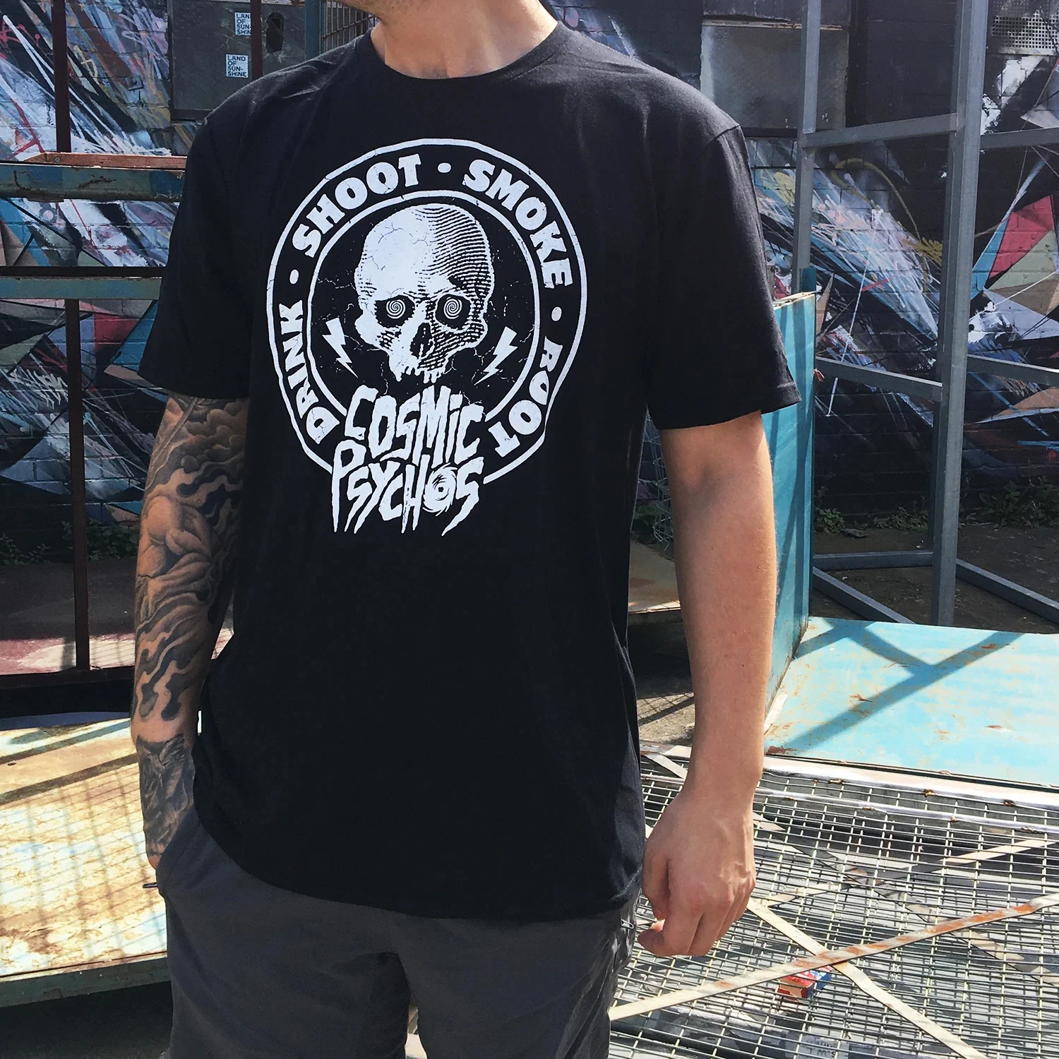2026 Cosmic Psychos Band Graphic Metal Hardcore Rock Vintage Loose Cotton  Men T-Shirt Short Sleeve Oversized T Shirt Unisex