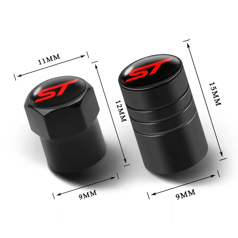 ST Line Style Tyre Valve Caps Air Stem Covers for Focus Kuga Explorer Edge Escape Ranger Bronco