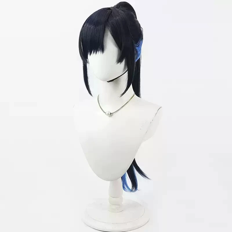 Project Sekai Colorful Stage Shiraishi An Cosplay Wig 60cm Long Black Mixed Blue Ponytail Heat Resistant Synthetic Hair Hallowee