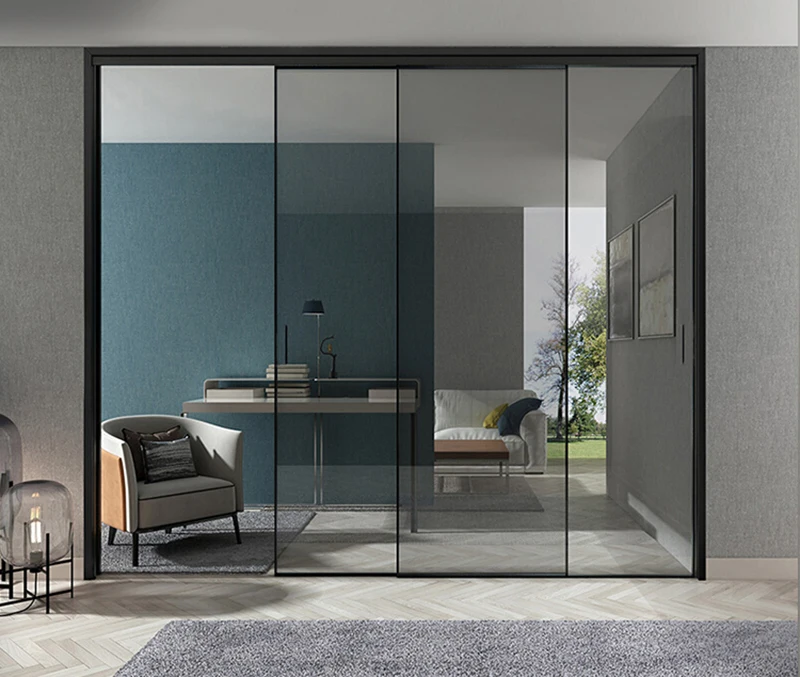 Slim Aluminum Profile Sliding Door, Interior Kitchen Patio Living Room Glass Sliding Doors