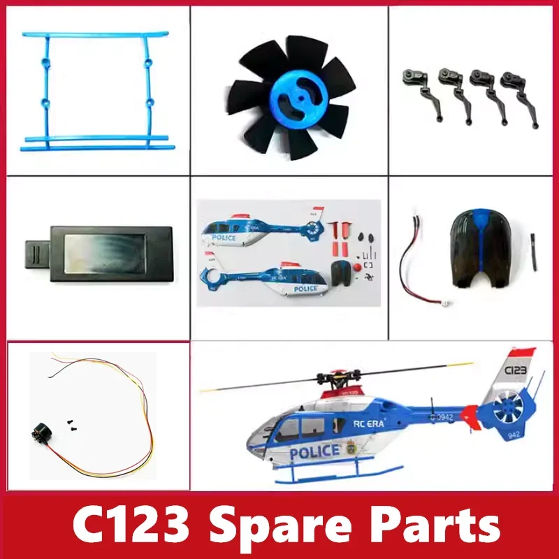 RC ERA C123 Parts EC135 RC Helicopter Accessories Body Shell Cover Spindle Blade Main Board Motor Bearing Gear Servo Battery