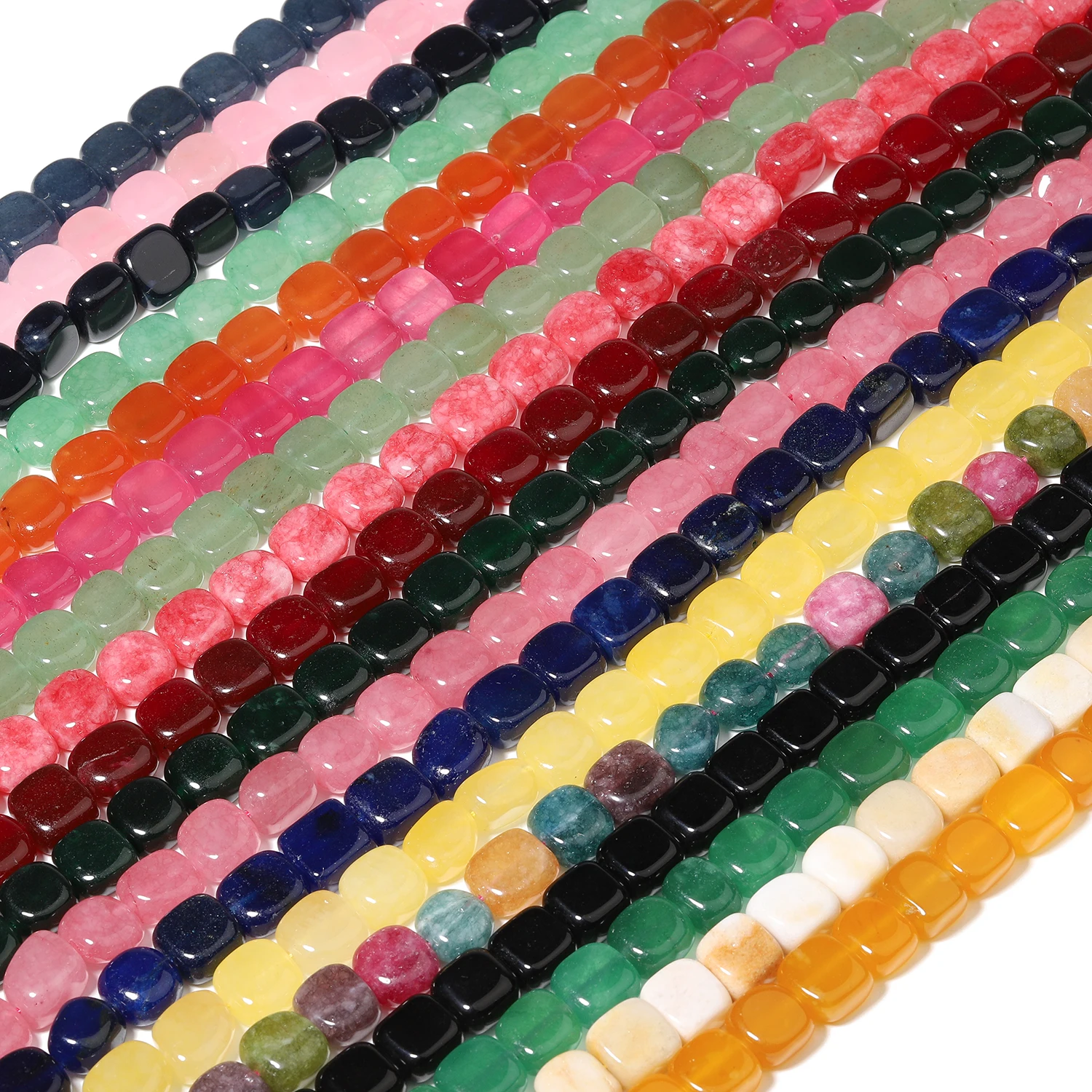 11–14 mm Naturstein, quadratische Form, Chalcedon-Quarz, lose Distanzperlen für Schmuckherstellung, DIY-Armband, Halskette, Heimdekoration