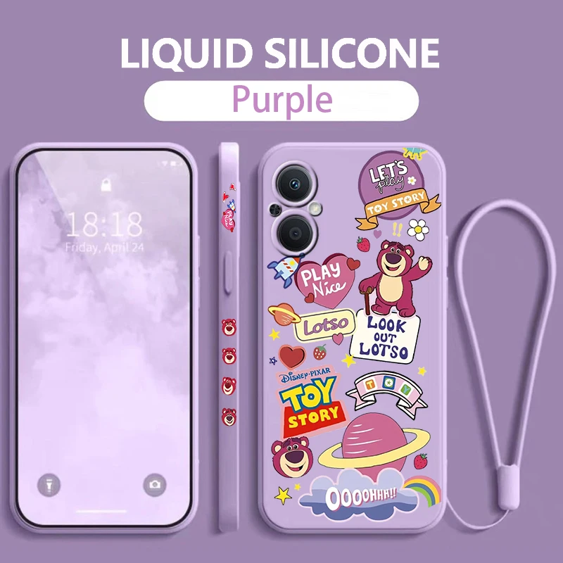 Toy Story pink lotso OPPO Phone Case For Find X5 X3 X2 Lite Pro Neo A5 A53 A94 4G 5G Liquid Left Rope Soft Cover