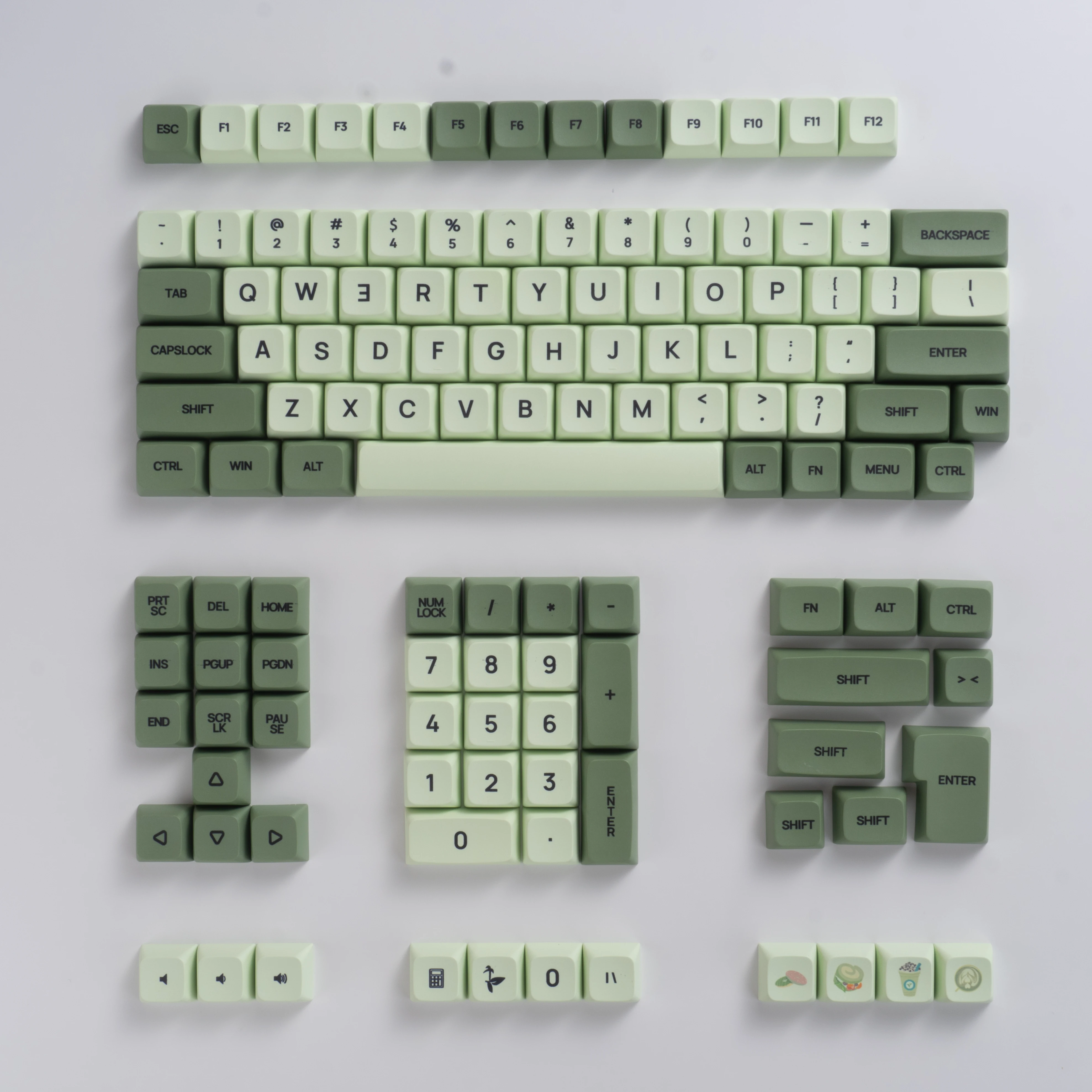 125 toetsen XDA PBT Keycaps Set Matcha Groen voor 61/64/68/75/87/98/104/108 toetsen Mechanisch toetsenbord voor Cherry/Gateron/Otemu/Kailh
