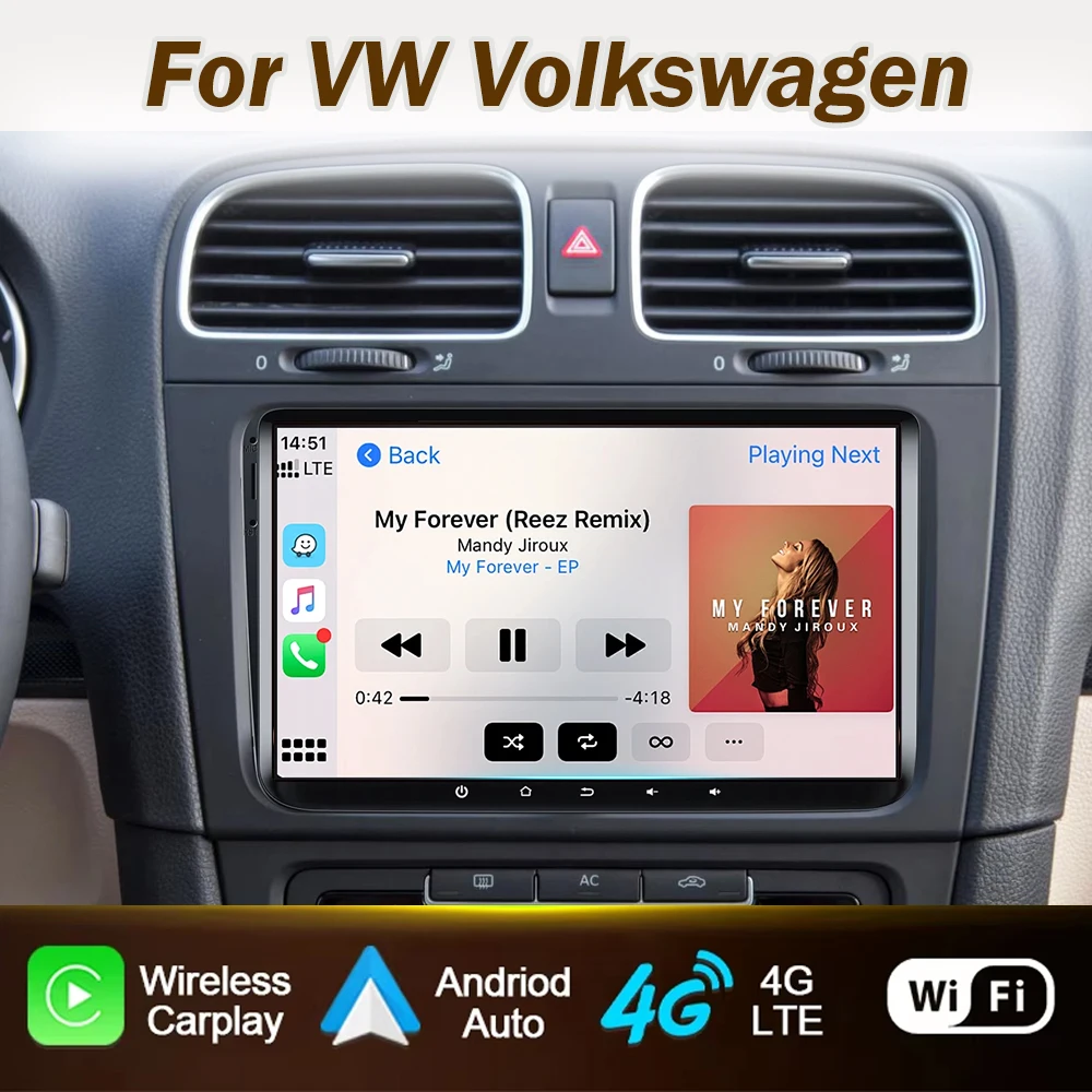 Android For Volkswagen VW Caddy 2011 2012 2013 2014 2015 2016 2017 2018 Car Radio Carplay Multimedia 4G Player GPS Navi 2din DVD