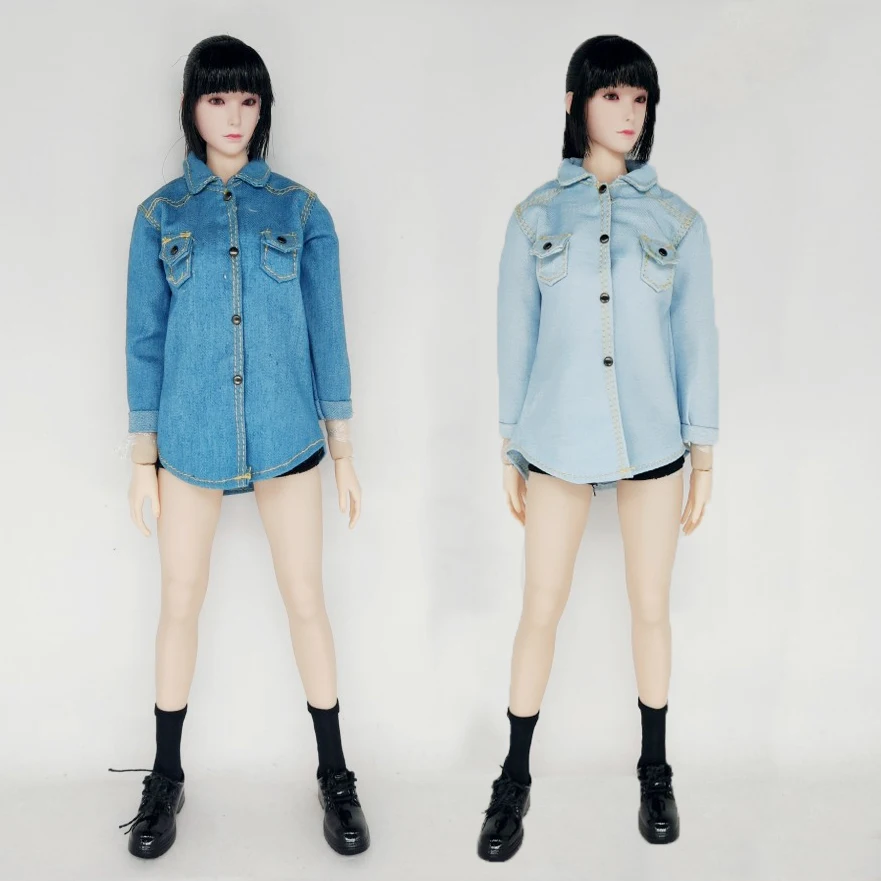 

1/6 Scale female dolls clothes model denim shirt for 12inches action figure body model