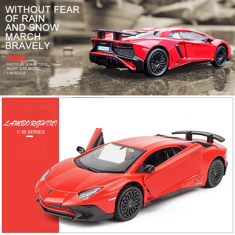 Simulation Diecasts & Toy Vehicles Lamborghini Aventador SV Supercar RMZ city 1:36 Alloy Car Model Pull Back & Doors Open