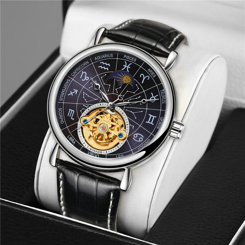 Winner 726A Watch Man Automatic Mechanical Tourbillon Clock Fashion Luxury Military Watches Men Life 3ATM Waterproof