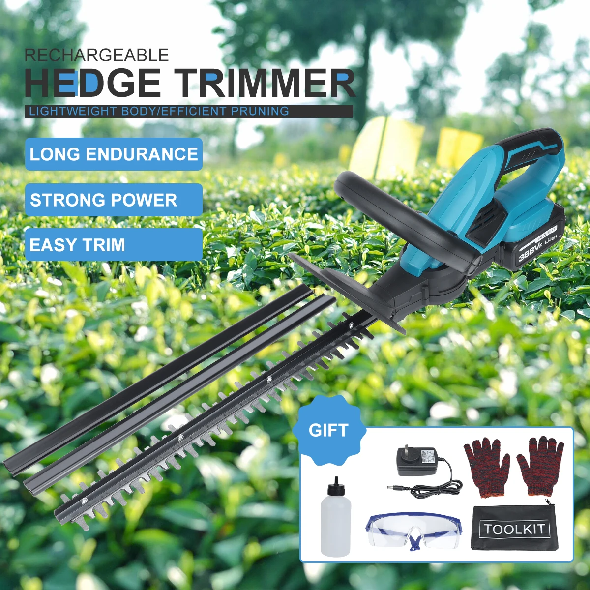 500W Cordless Hedge Trimmer Electric Hedge Trimmer Pruning Saw For Tree Grass Leaf Branches Garden Pruner Power Tool