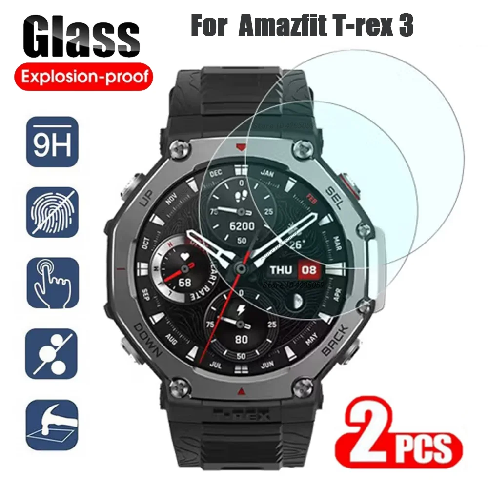 Vidro Temperado para Huami Amazfit T-rex 3, Protetor de Tela HD Transparente para Acessórios Amazfit T-rex 2/T-rex Pro