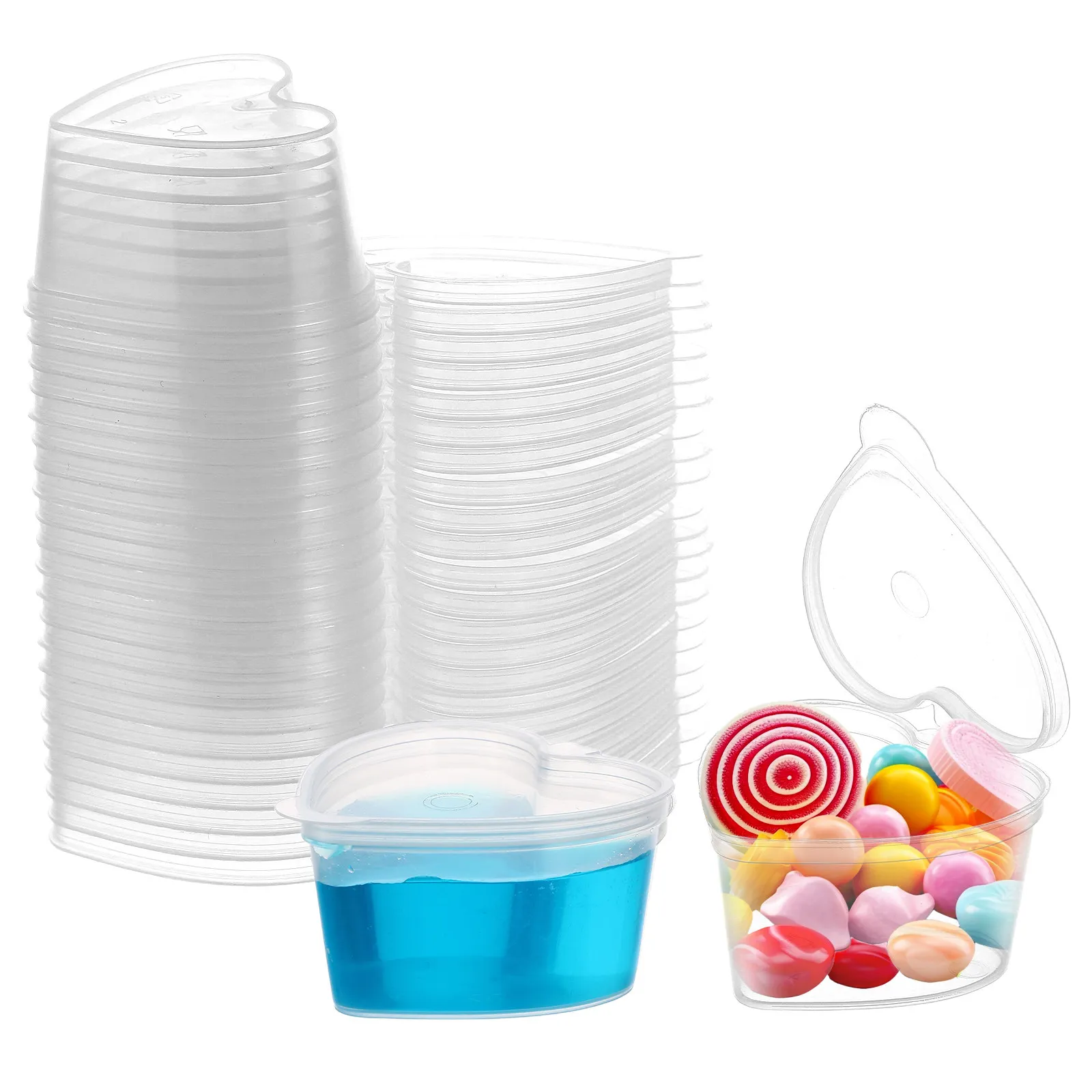 50Pcs Heart Shape Transparent Storage Boxes PP Plastic Jewelry Organizer for Desk Dresser DIY Small Items Sorting Case