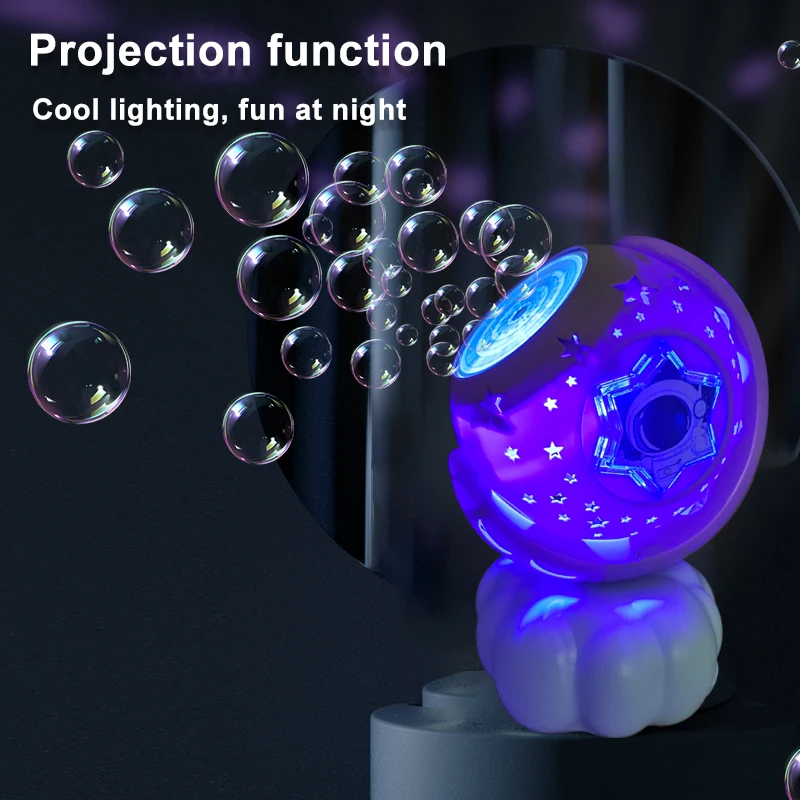 Macchina per bolle spaziale magica, macchina per bolle di nuvole blizzard, giocattoli per bambini all'aperto, regali del festival