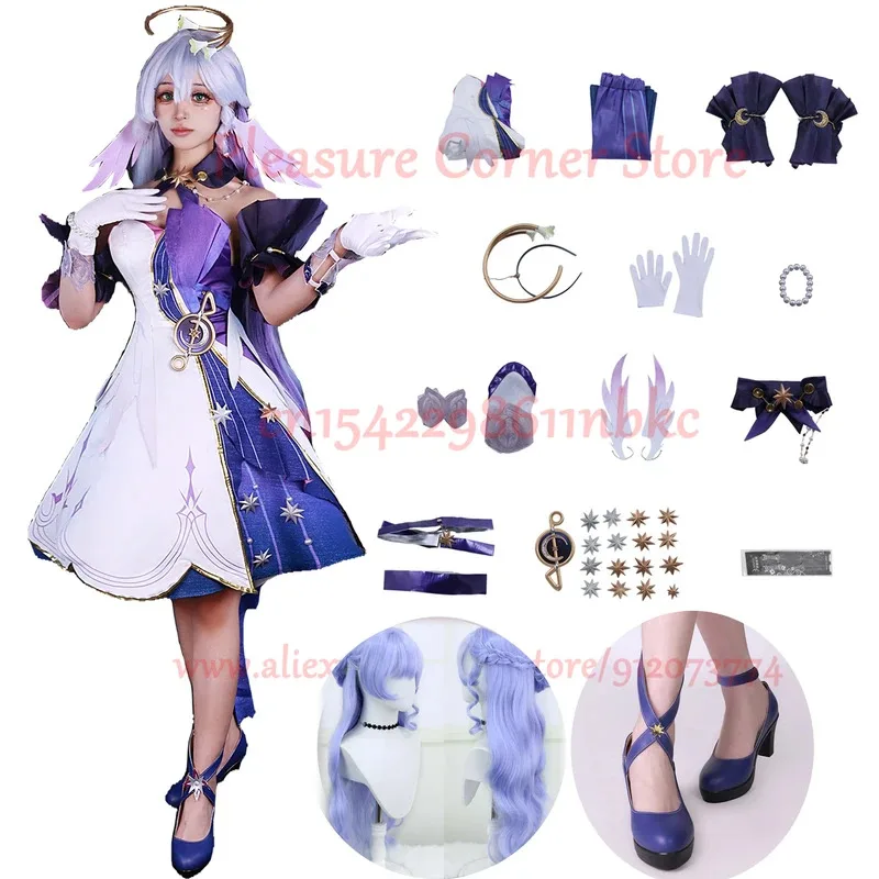 

In Stock XS-3XL Honkai Star Rail Robin Cosplay Costume Full Set Robin Cosplay Outfit Dress Uniform Robin Cosplay Wig Shoes