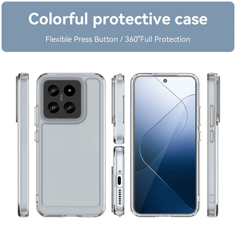 Dla Xiaomi 14 Etui dla Xiaomi 14 Cover Bumper Conque Capa Para Przezroczyste silikonowe etui na telefon dla Xiaomi 14 Pro 5G