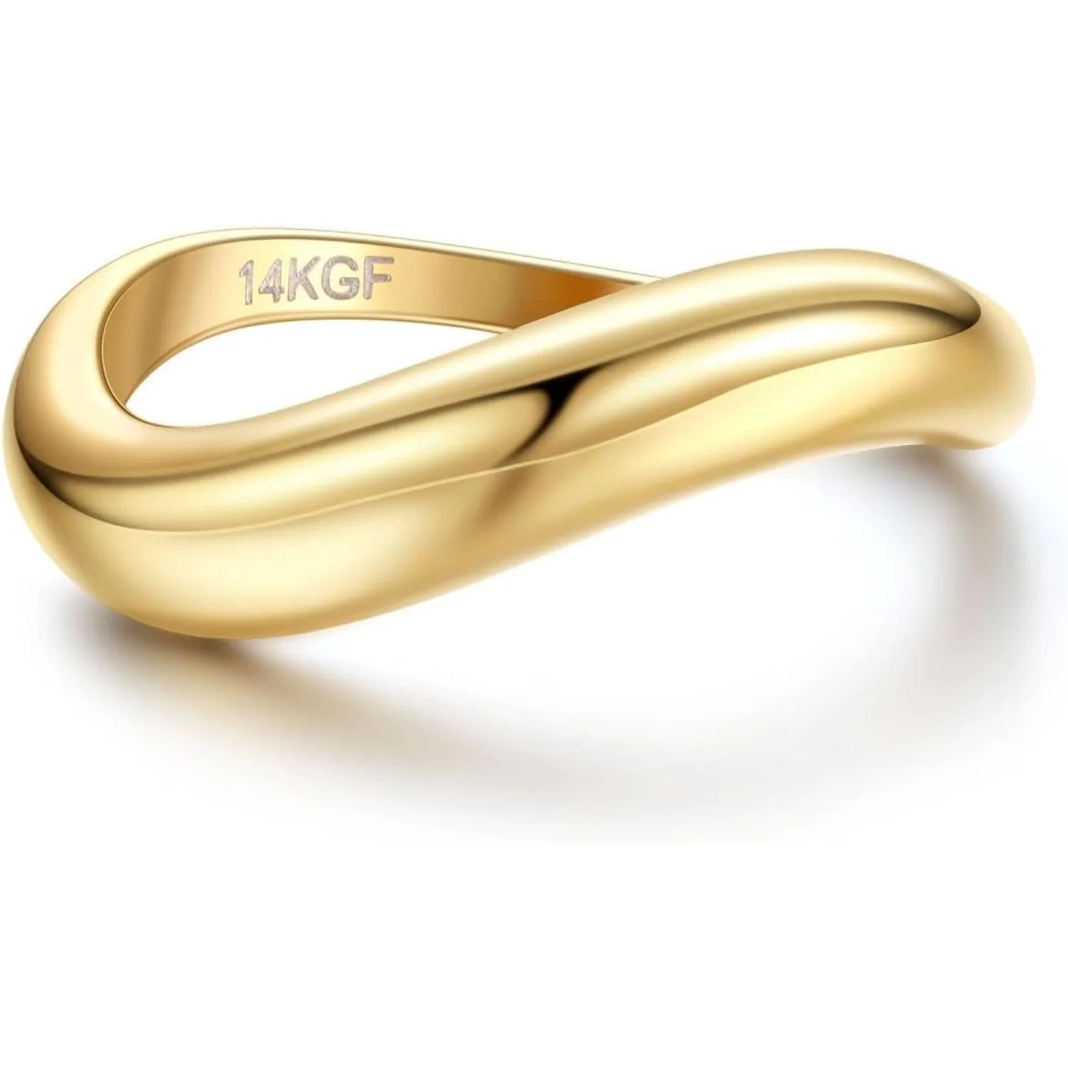 ORAZIO14K Gold Plated Wavy Stackable Rings for Women Non Tarnish Delicate Ring Comfort Fit Gold Jewelry Sizes 5/9/10